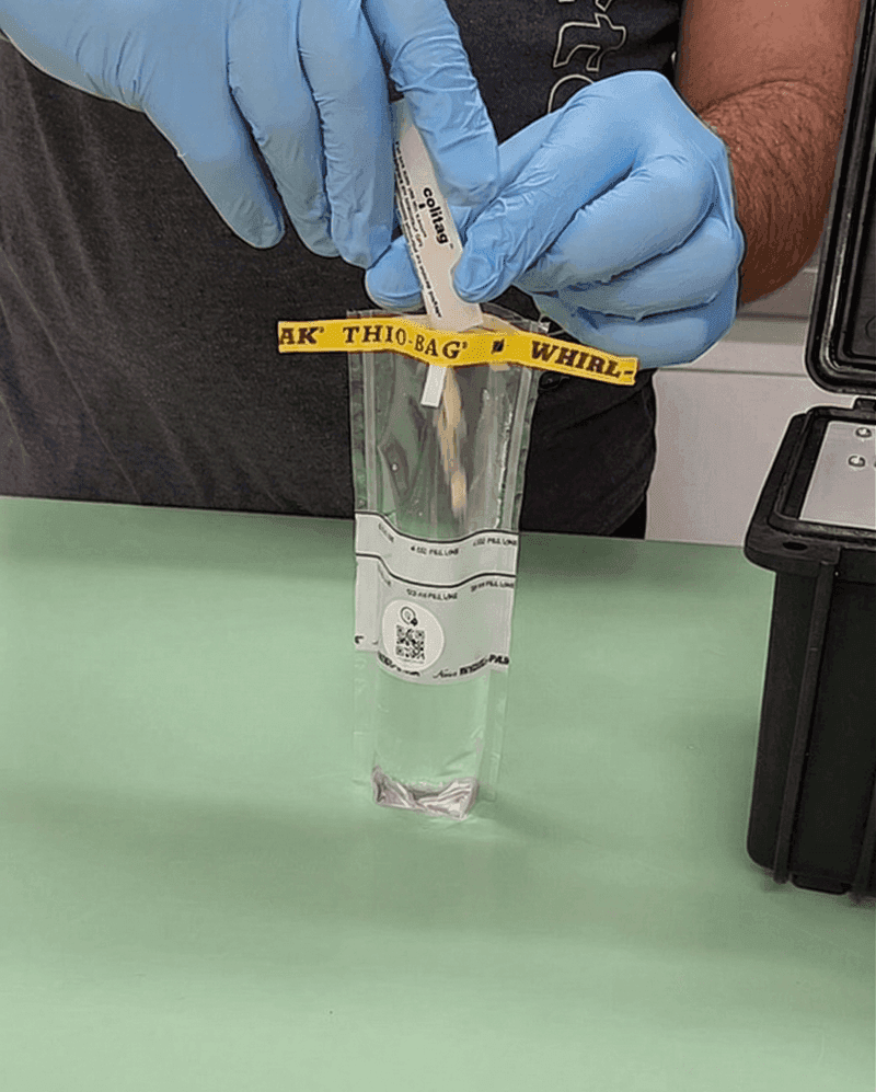 Test media being added and sample loaded into the Bactosure chamber.